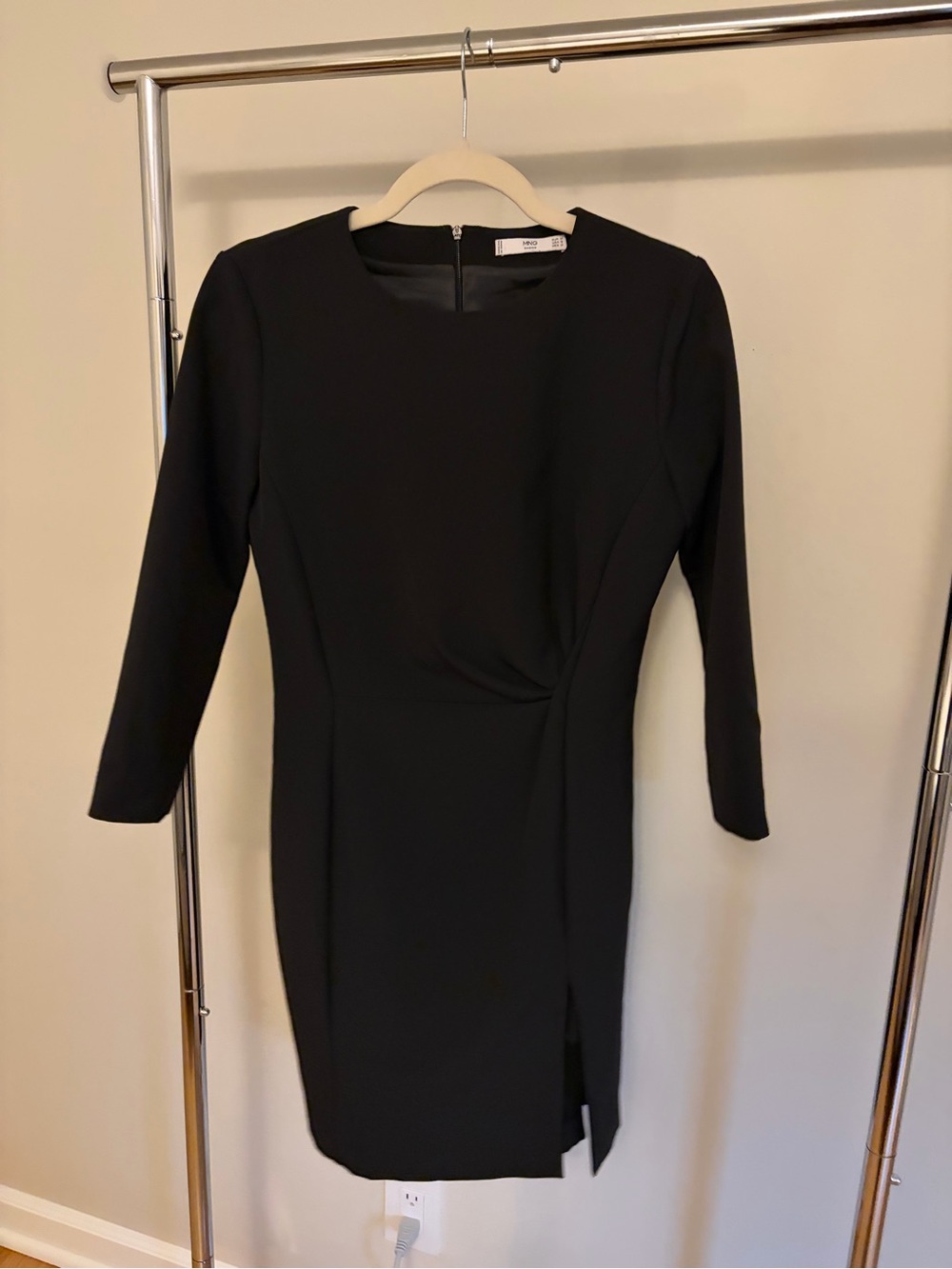 Mango Black Long-Sleeve Mini Dress